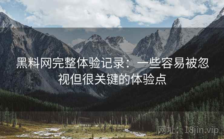 黑料网完整体验记录:一些容易被忽视但很关键的体验点 黑料网完整体验记录:一些容易被忽视但很关键的体验点