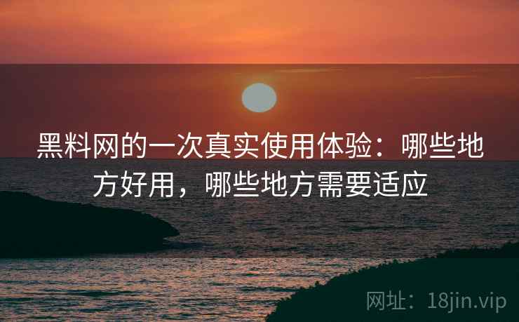 黑料网的一次真实使用体验：哪些地方好用，哪些地方需要适应