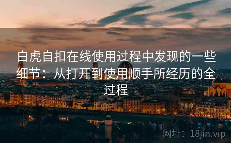 白虎自扣在线使用过程中发现的一些细节：从打开到使用顺手所经历的全过程