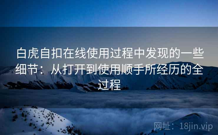 白虎自扣在线使用过程中发现的一些细节：从打开到使用顺手所经历的全过程